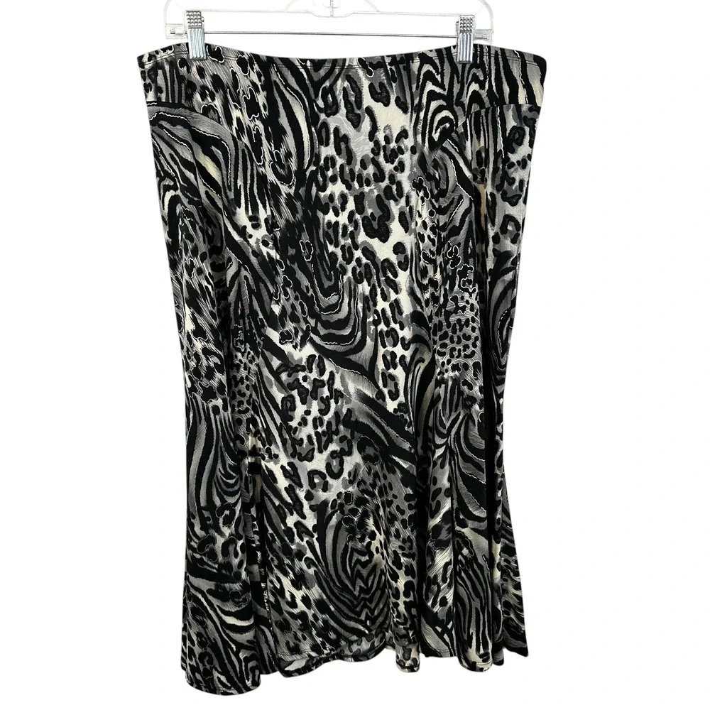 Simonton Says Large Midi Skirt Mixed Animal Black Whimsigoth Grunge 90s VTG 1367